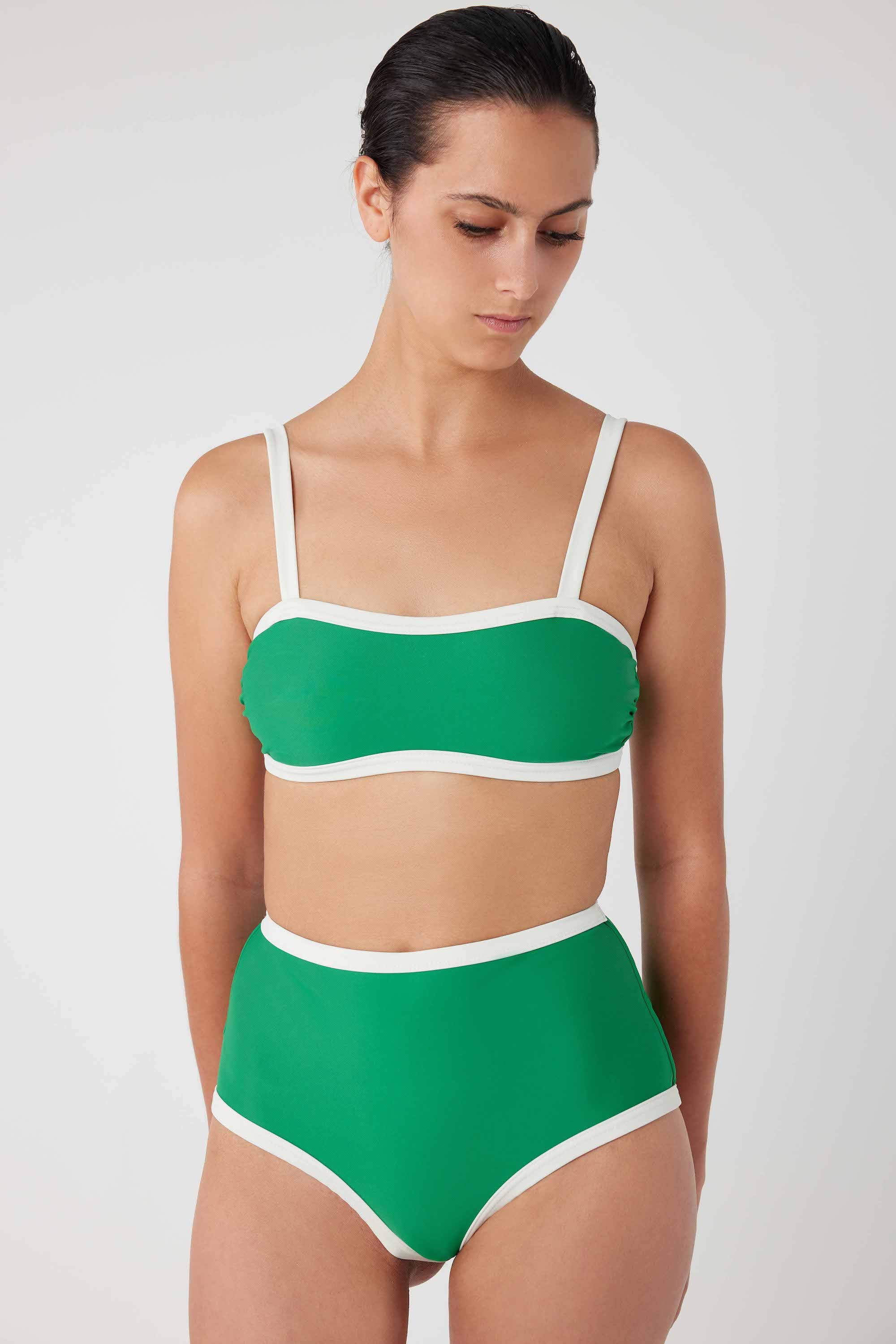 Bare Bikini Top Forest Green Cream